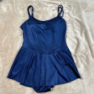 Baltex Body I.D. Vintage One Piece Swimsuit Skirt Modest 80s 90s Blue Size 14